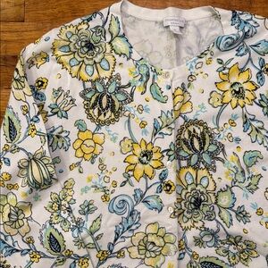Floral Cardigan Charter Club - Yellow and Green size 2X